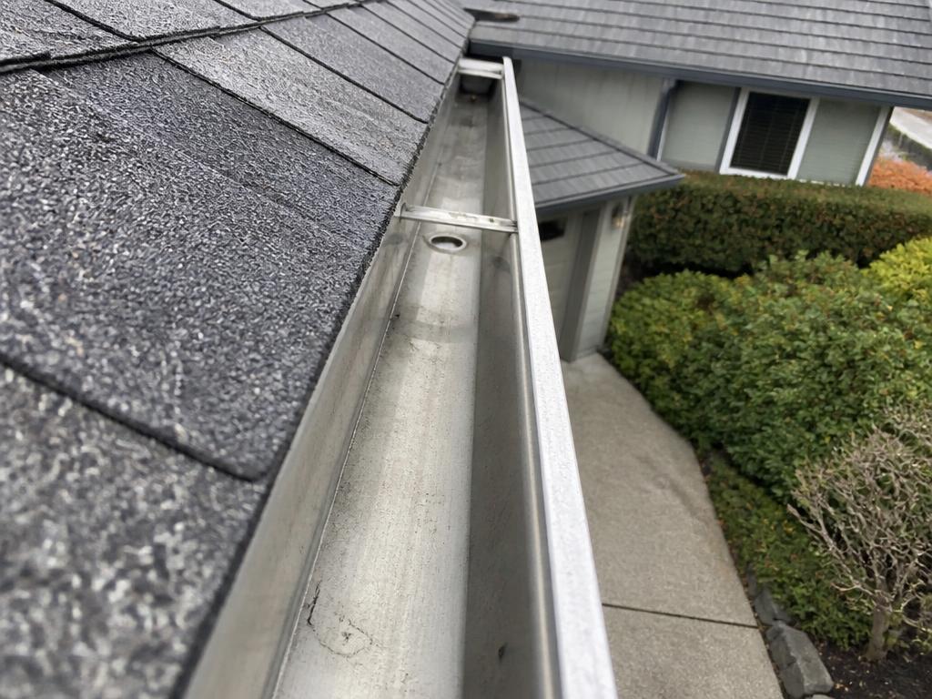 Clean empty residential gutter after debris removal