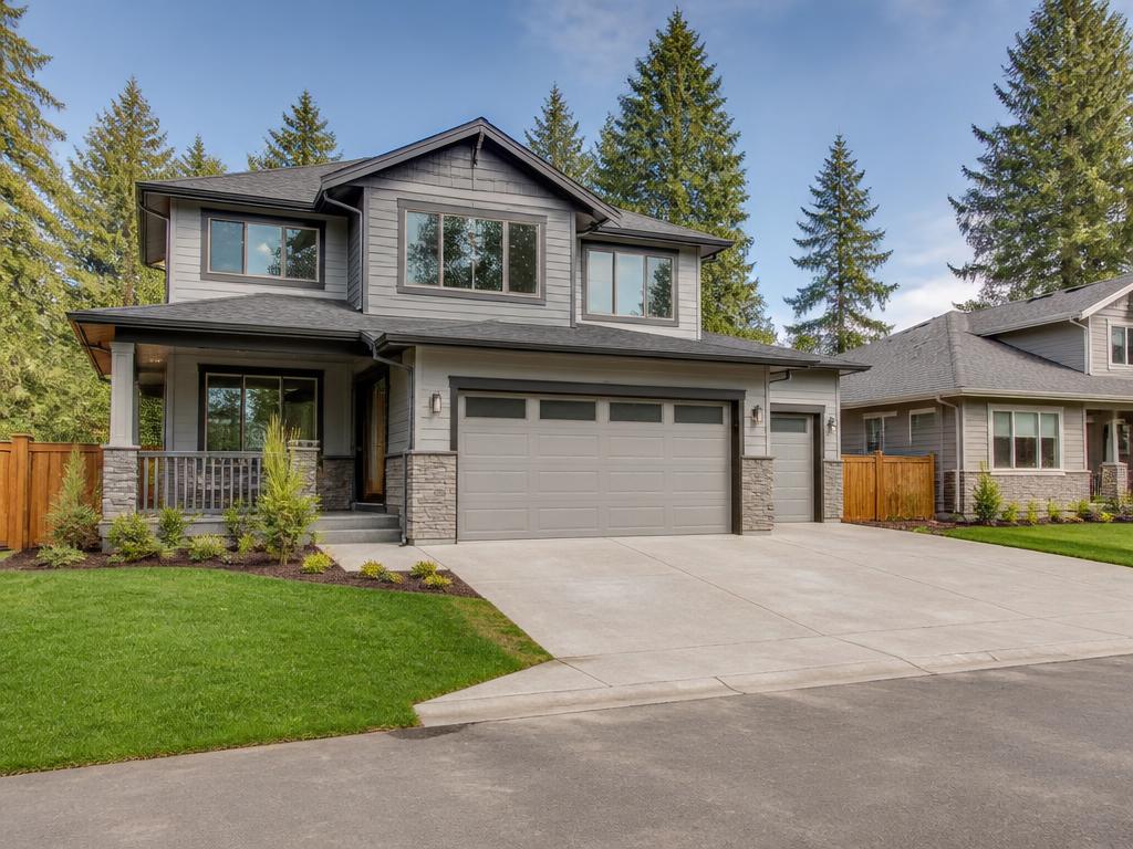 Freshly cleaned suburban home exterior with sparkling windows
